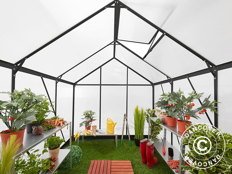 Greenhouse Polycarbonate 4.75 m², 1.9x2,5x2.05 m w/base, Black