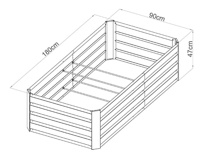 Raised Garden Bed, 0.9x1.8x0.47 m, 800 l, Anthracite