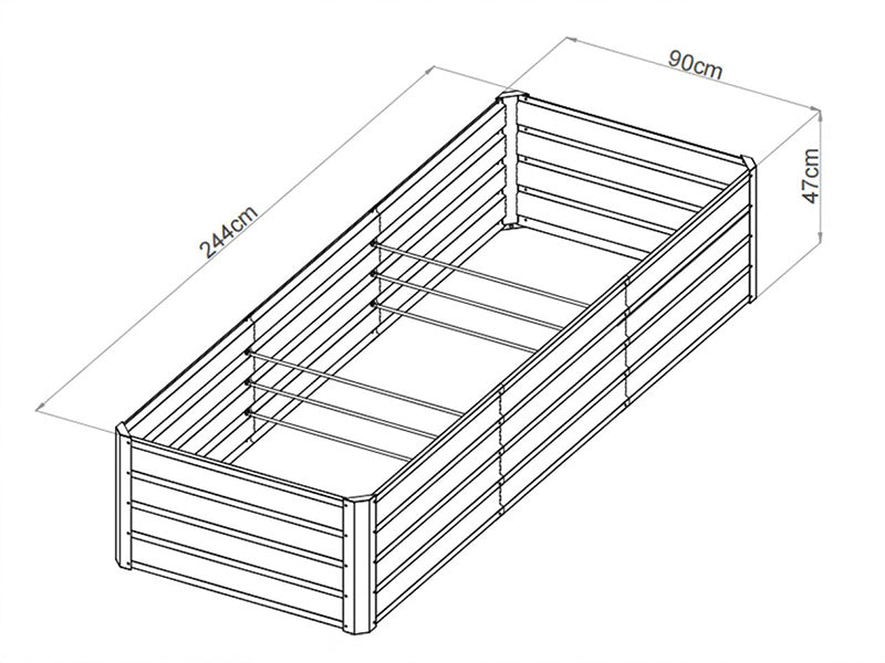 Raised Garden Bed, 0.9x2.44x0.47 m, 1000 l, Anthracite
