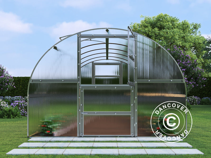 Greenhouse polycarbonate TITAN Arch 280, 24 m², 3x8 m, Silver