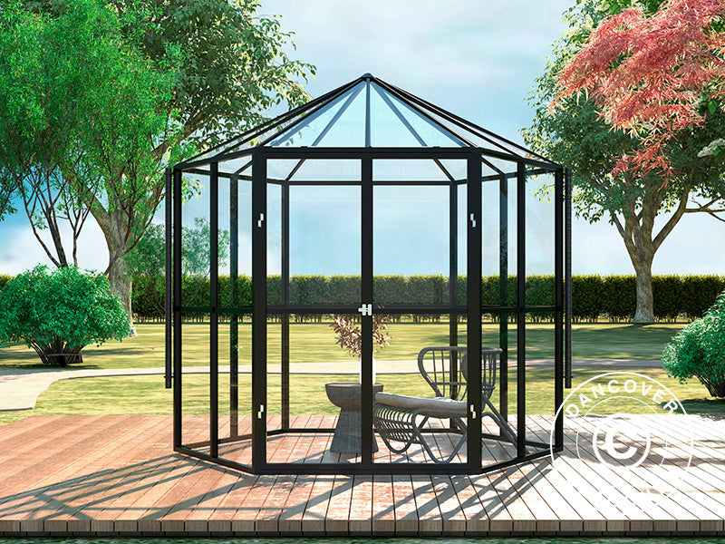 Orangery Hexagonal glass 3.74 m², 2.08x2.4x2.32 m, Black