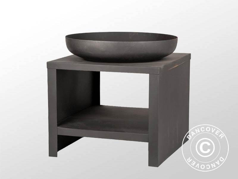 Fire bowl with wood storage, 60.9x60.9x62 cm, Black