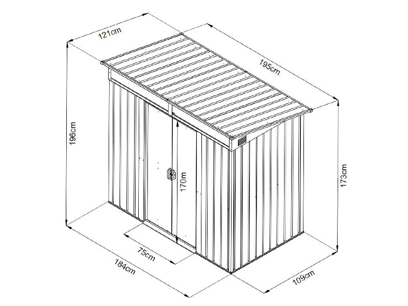Garden Shed with Skylight 1.95x1.21x1.96 m, 2.35 m², ProShed®, Anthracite/White