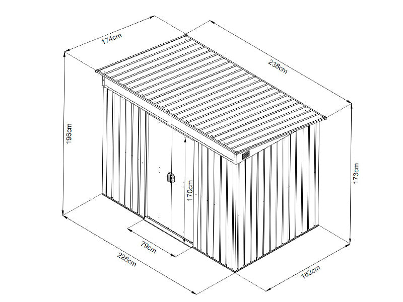 Garden Shed with Skylight 2.38x1.74x1.96 m, 4.14 m², ProShed®, Anthracite/White