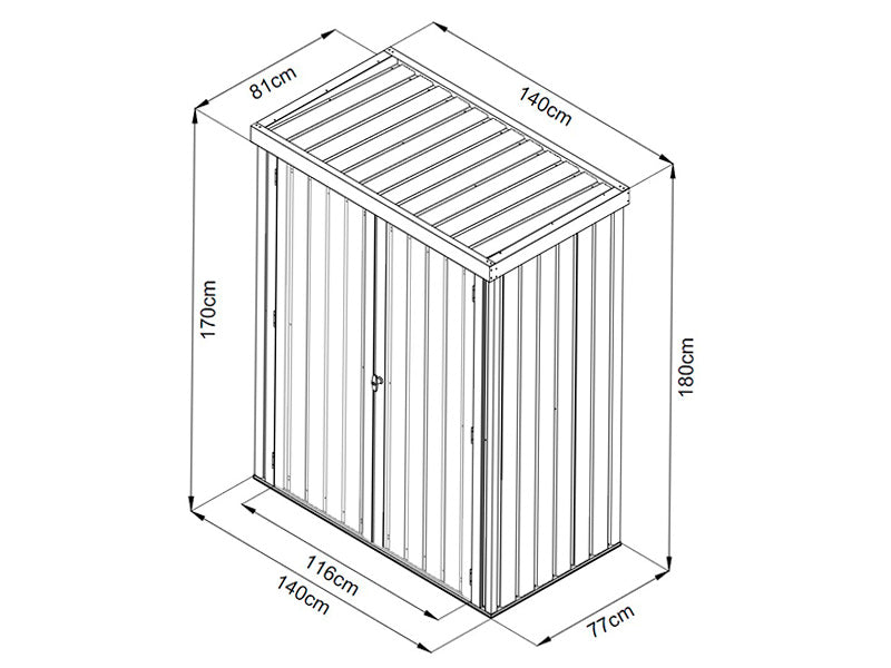 Garden Shed, steel cabinet 1.4x0.81x1.8 m, 1.13 m², ProShed®, Anthracite