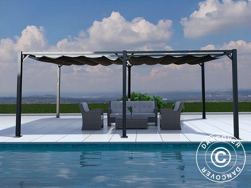 Pergola gazebo Santa Cruz, 4x8 m, Dark grey
