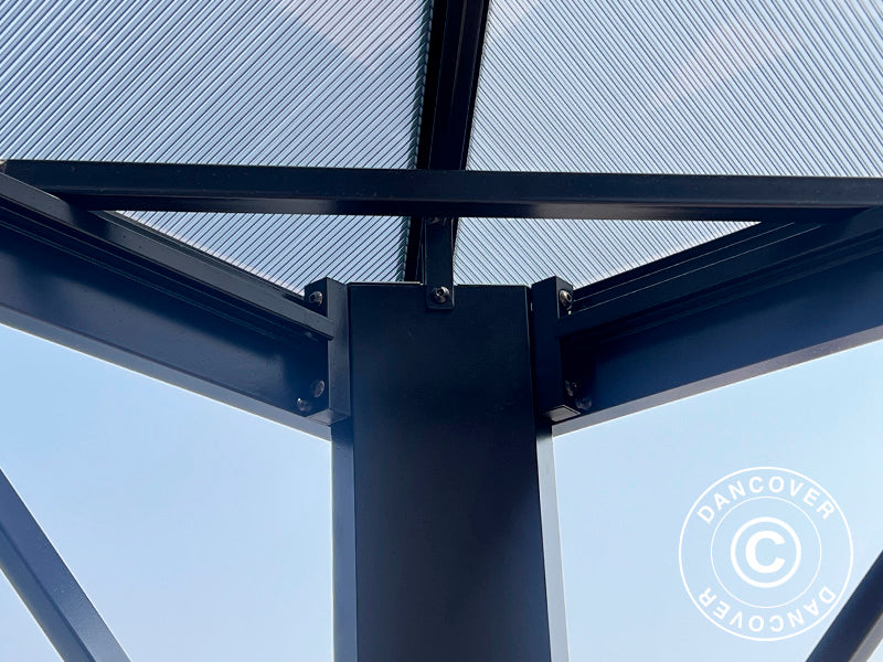 Gazebo Santa Ana Alu+ w/curtains and mosquito net, 3.65x4.85 m, Black