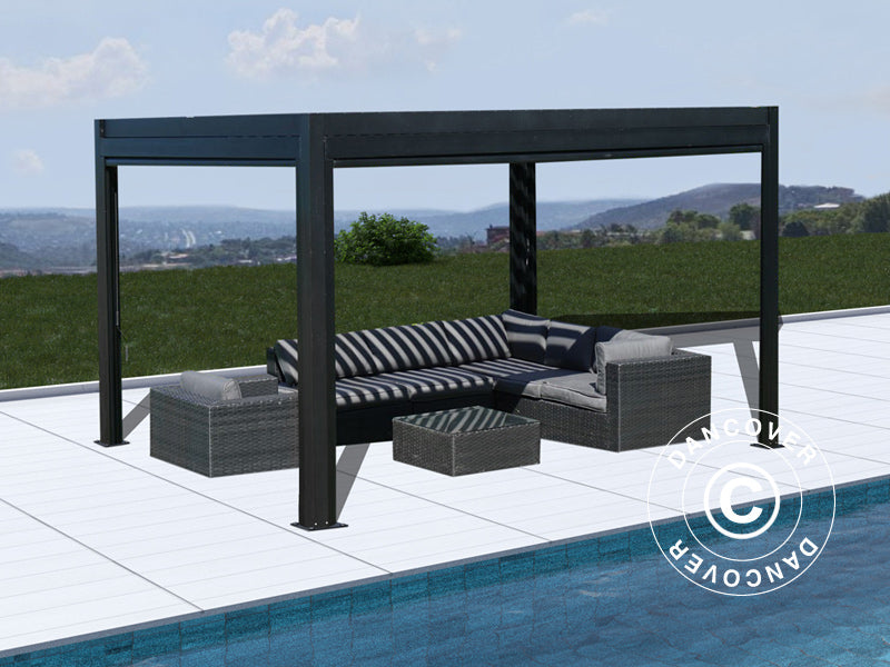 Bioclimatic pergola gazebo San Pablo Alu+, 3x4 m, Black