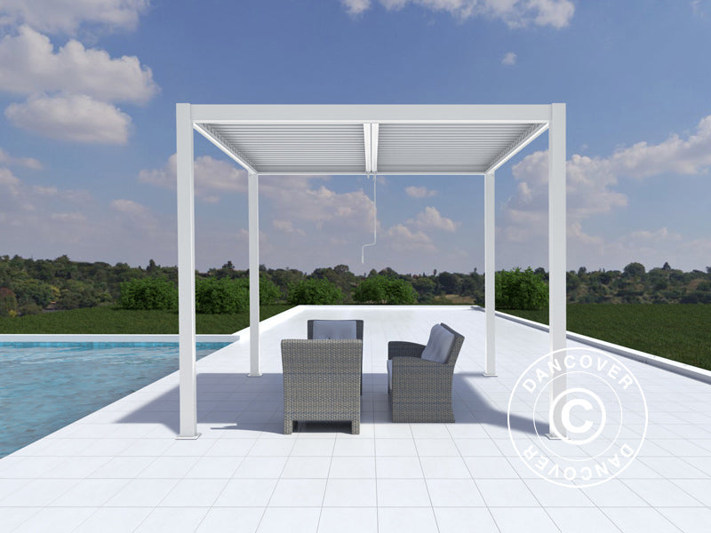 Bioclimatic pergola gazebo San Pablo Alu+, 3x4 m, White