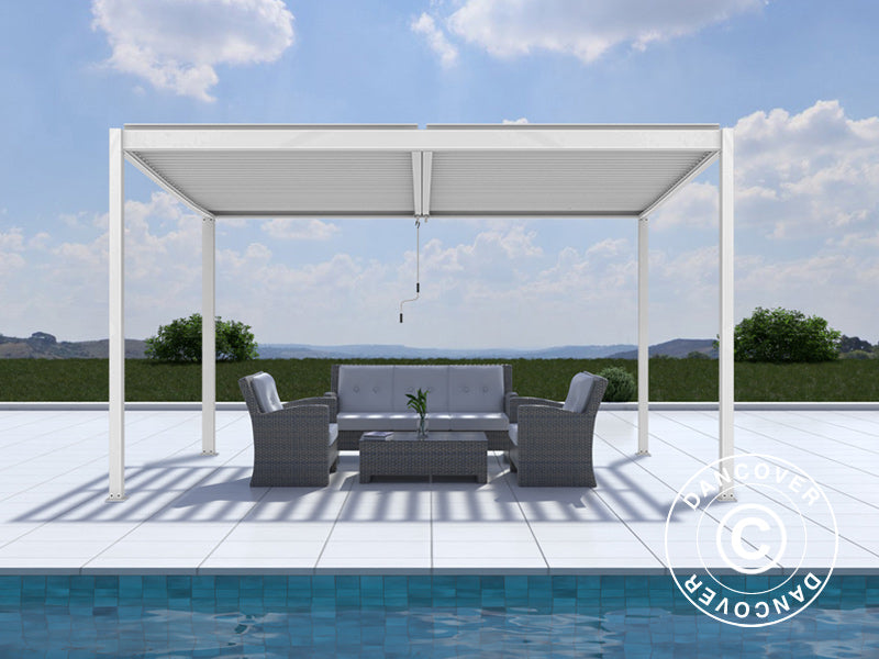 Bioclimatic pergola gazebo San Pablo Alu+, 4x4 m, White