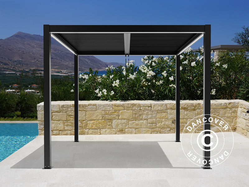 Bioclimatic pergola gazebo San Pablo Alu+, 3x3 m, Black