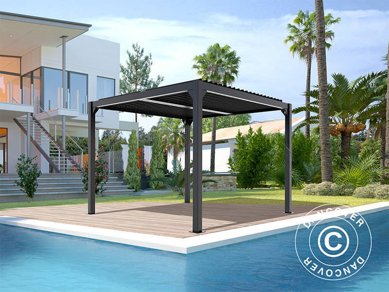 Bioclimatic pergola gazebo San Pablo Alu+, 3x3 m, Black
