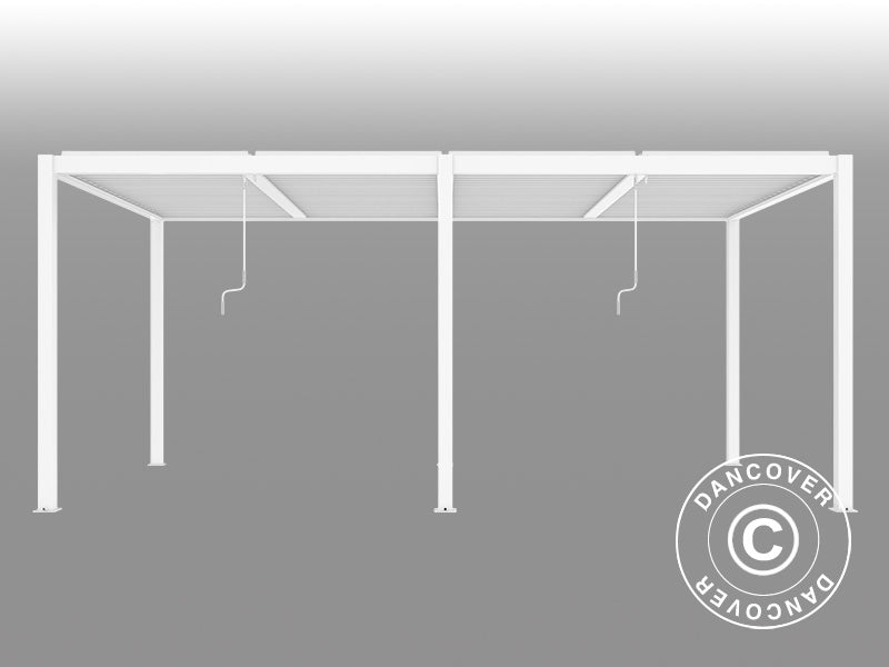 Bioclimatic pergola gazebo San Pablo Alu+, 3x5.8 m, White