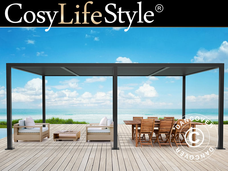 Bioclimatic pergola gazebo San Pablo Alu+, 4x5.8 m, Black