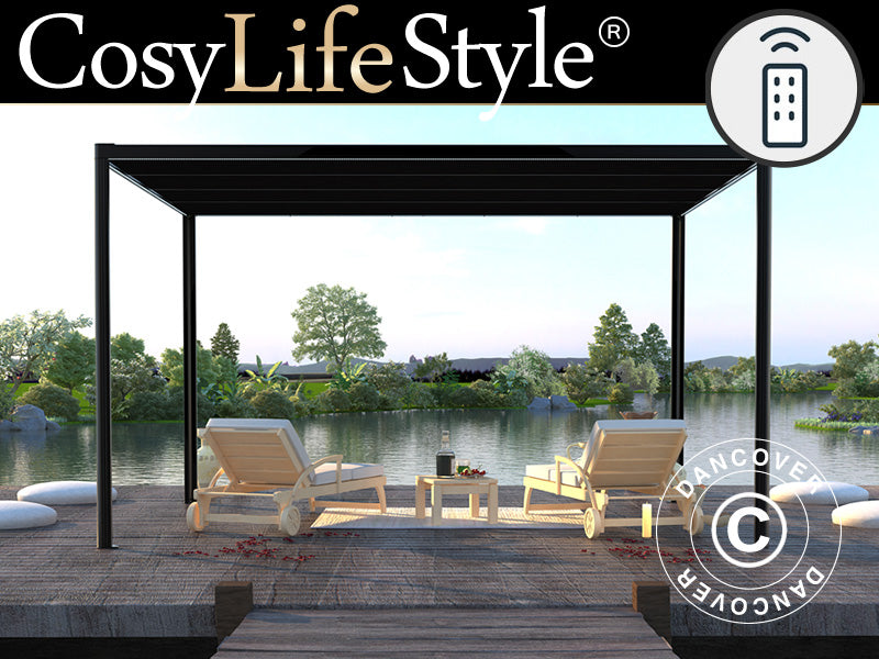 Pergola Gazebo San Fernando, 4x3 m, Black/Dark Grey