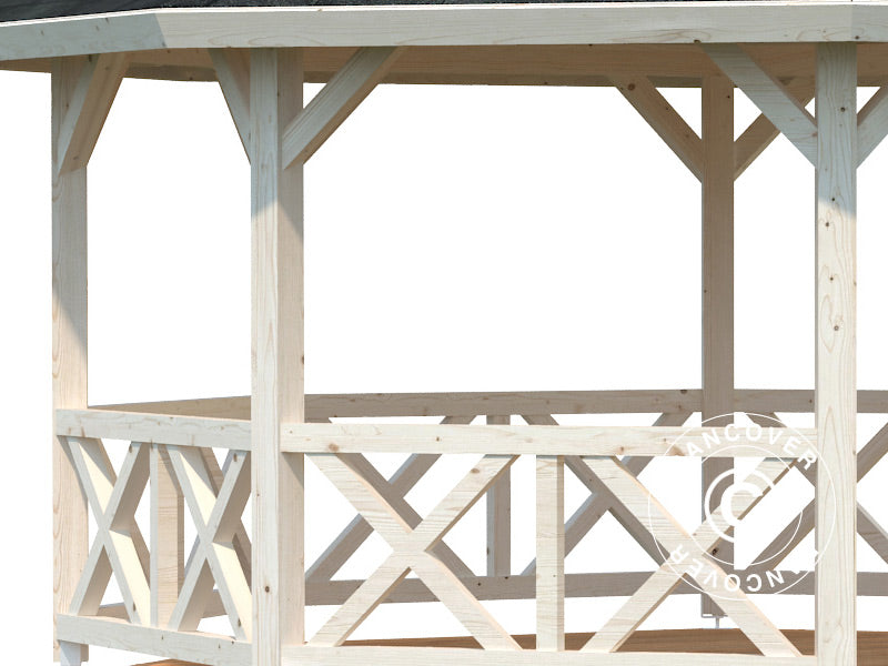 Wooden Gazebo, 4.67x6.17x3.62 m, 25 m², Natural