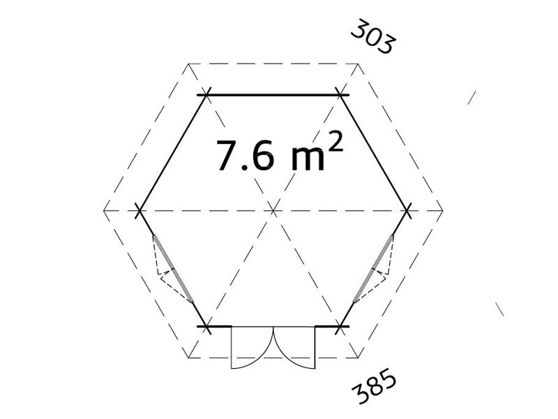 Wooden Gazebo w/floor, 3.03x3.03x3.36 m, 7.6 m², Natural