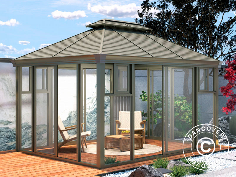 Gazebo San Bruno w/polycarbonate sidewalls, 3x4 m, Brass