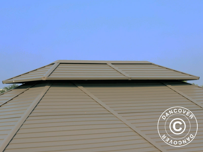 Gazebo San Bruno w/polycarbonate sidewalls, 3.6x5 m, Brass