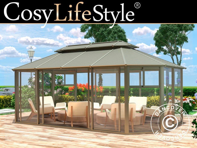 Gazebo San Bruno 4.35x6.6m Brass w/PC Sides – Buy online