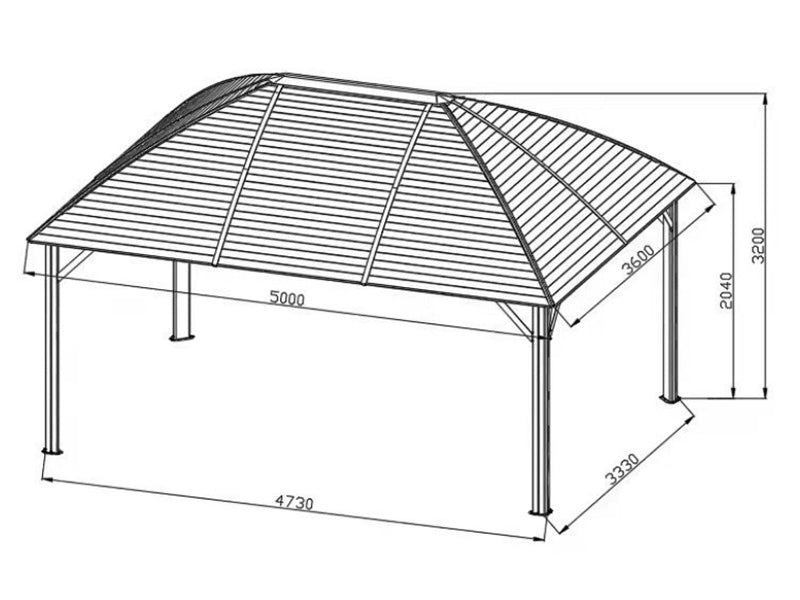Gazebo San Jose w/curtains and mosquito net, 3.6x5 m, Brass/Beige