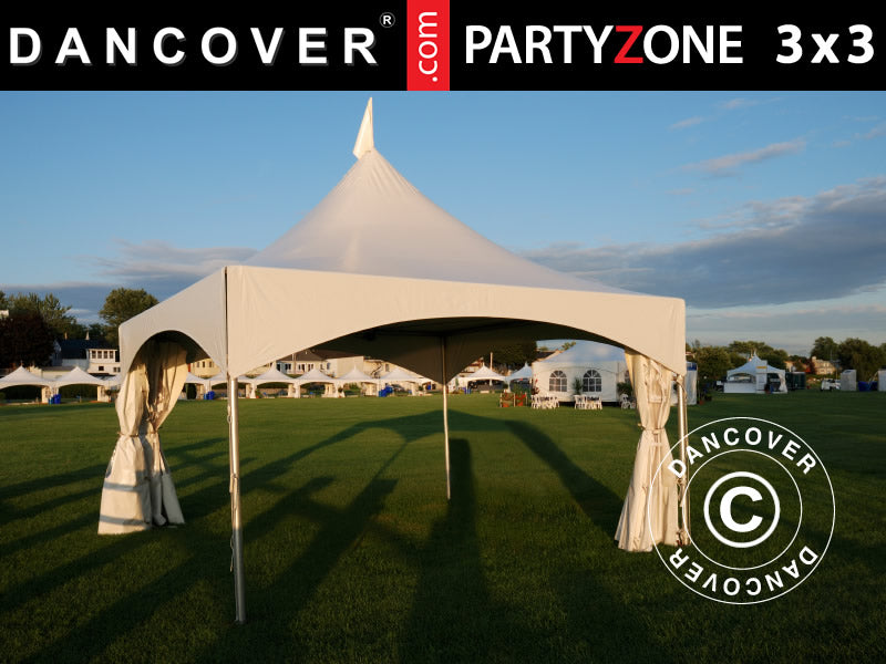 3x3 m PVC White Pagoda Partyzone Steel frame SH