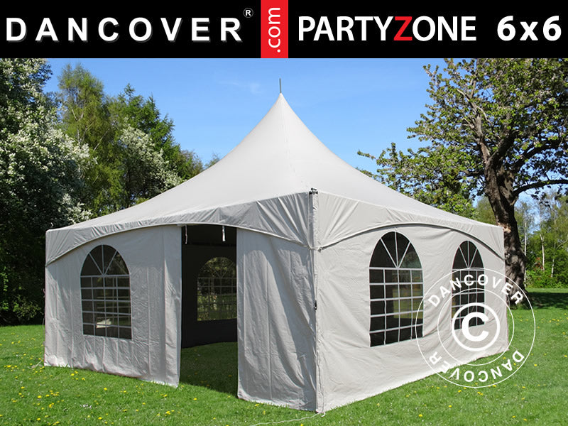 6x6 m PVC White Pagoda Partyzone Steel frame SH