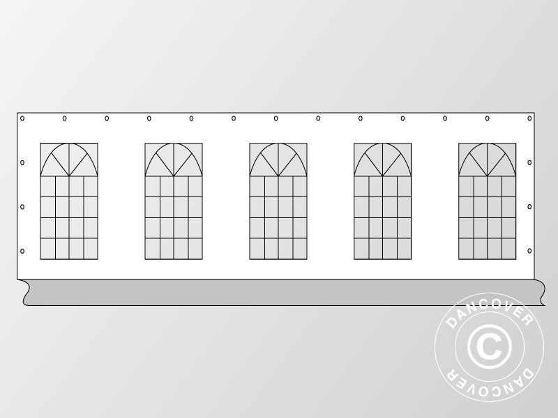 Sidewall with window for marquee PLUS 10 m , White/Grey