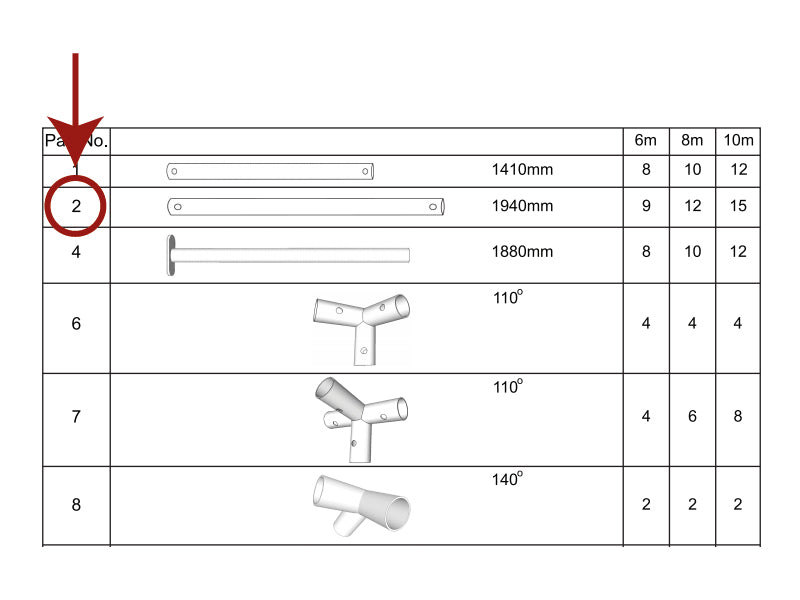 Tube for roof, Ø38 mm, 1940 mm