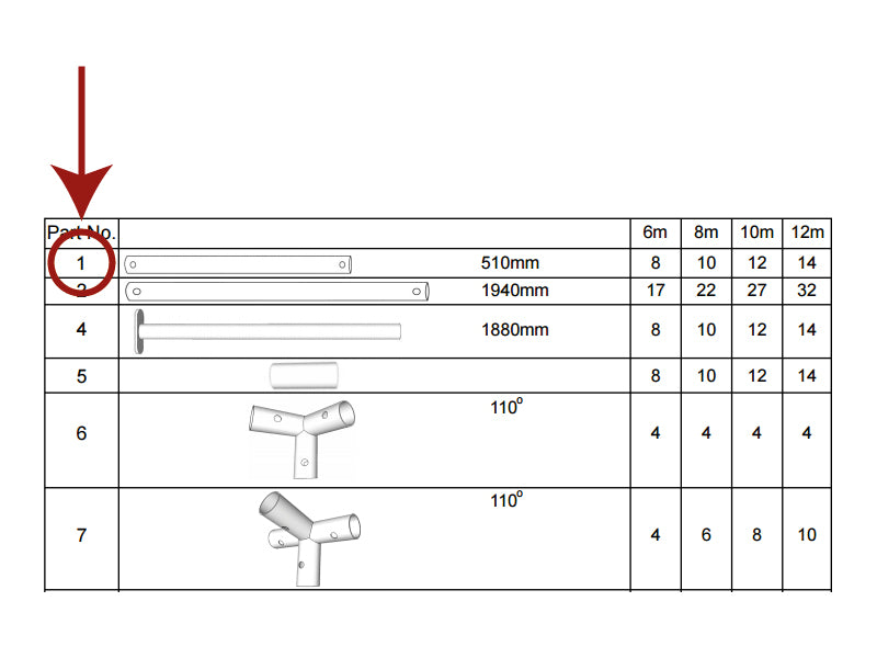 Tube for roof, Ø38 mm, 510 mm