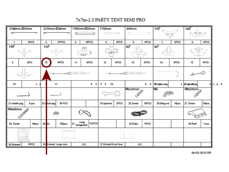 4-ways connector, Ø42+Ø54 mm, 110°