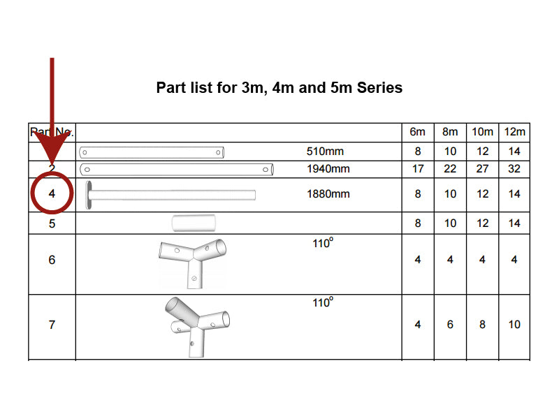 Standing leg, Ø38 mm, 1880 mm