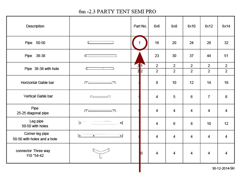 Tube for roof, Ø50 mm, 1455 mm
