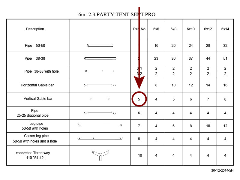 Collar beam vertical, Ø25 mm, 550 mm