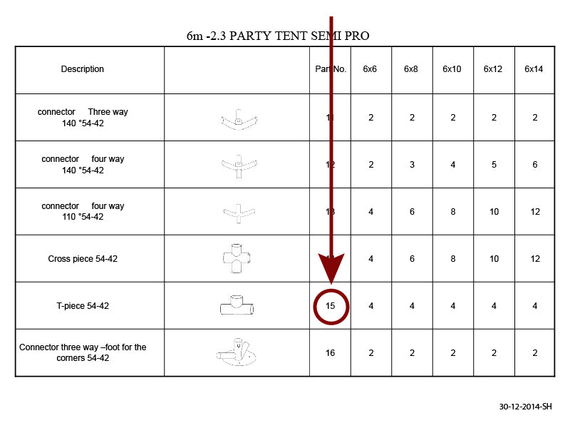 3-ways connector, Ø42+Ø54 mm