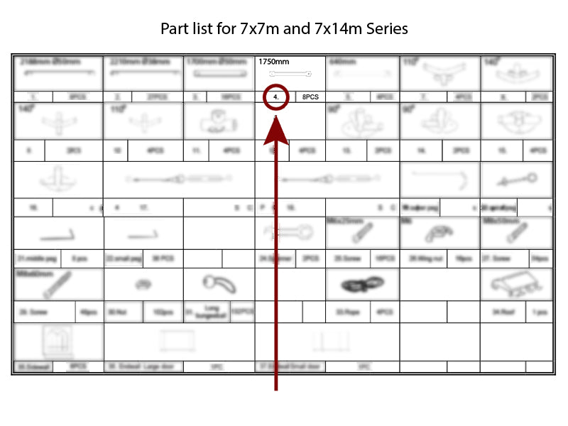 Collar beam horizontal, Ø25 mm, 1750 mm