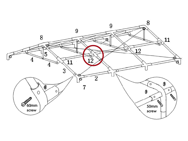 4-ways flat connector w/bracket, Ø42+Ø54 mm