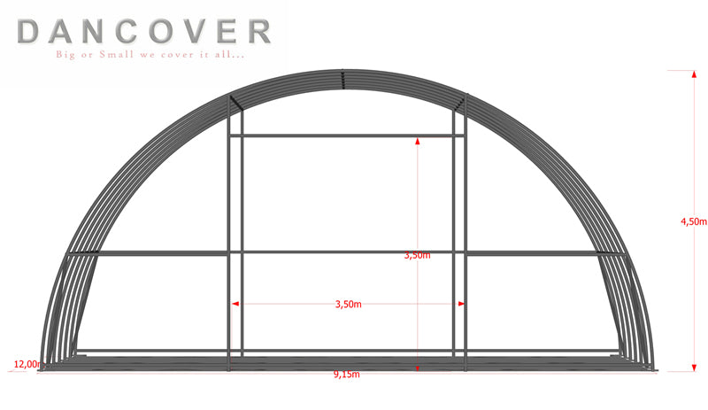 Arched Storage tent 9.15x20x4.5 m, PVC, White
