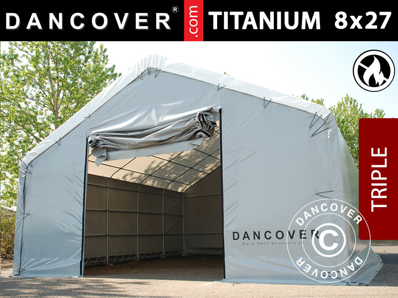 Storage shelter Titanium 8x27x3x5 m, White/Grey
