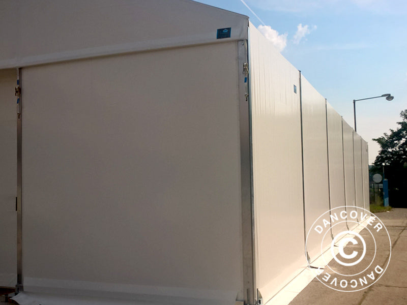 Industrial Storage Shelter Alu 12x12x5.42 m w/sliding gate, PVC, White