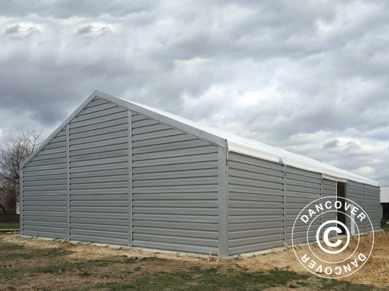 Industrial Storage Shelter Alu 10x10x4.52 m w/sliding gate, PVC/Metal, White