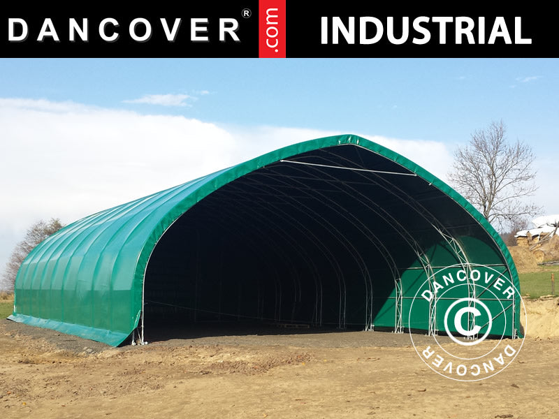 Storage shelter, arched tent 15x15x7.42 m, PVC, Green