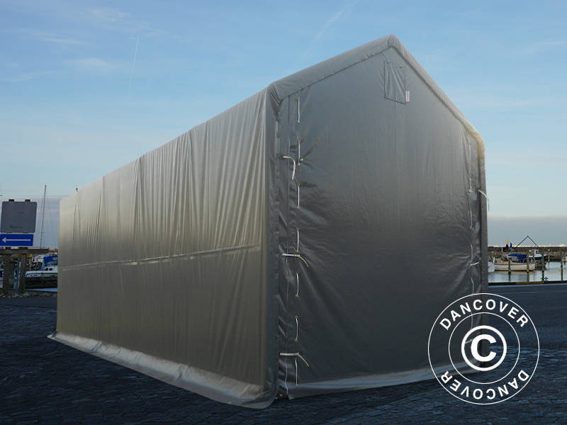 Storage shelter PRO XL 4x10x3.5x4.59 m, PVC, Grey
