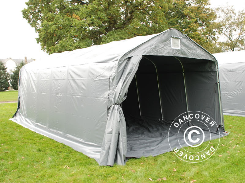 Portable garage PRO 3.6x7.2x2.68 m PVC with ground cover, Grey