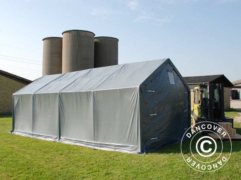 Storage shelter PRO 4x8x2x3.1 m, PVC, Grey