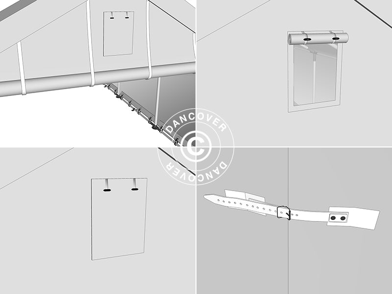 Storage shelter PRO 4x8x2x3.1 m, PVC, Grey