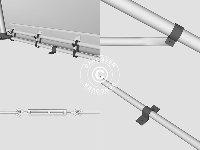 Storage shelter PRO 4x8x2.5x3.6 m, PVC, Grey