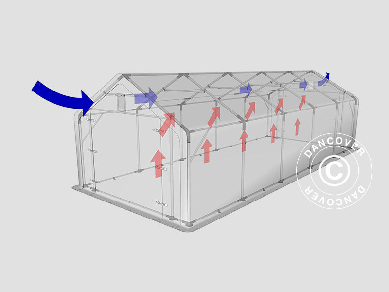 Storage shelter PRO 4x10x2x3.1 m, PVC, Grey