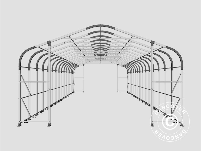 Storage shelter PRO 6x18x3.7 m PVC w/skylight, Grey