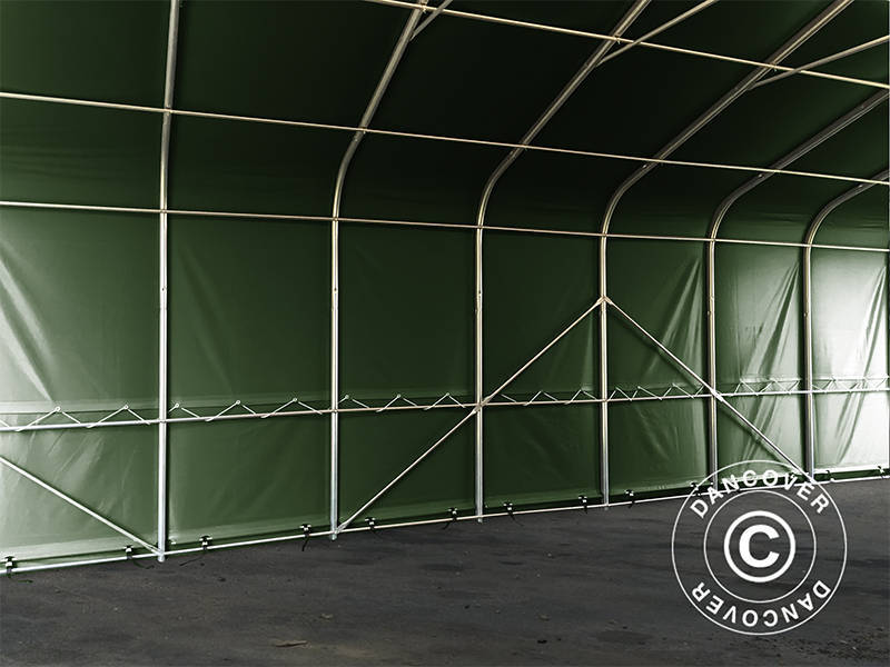 Storage shelter PRO 6x18x3.7 m PVC w/skylight, Green